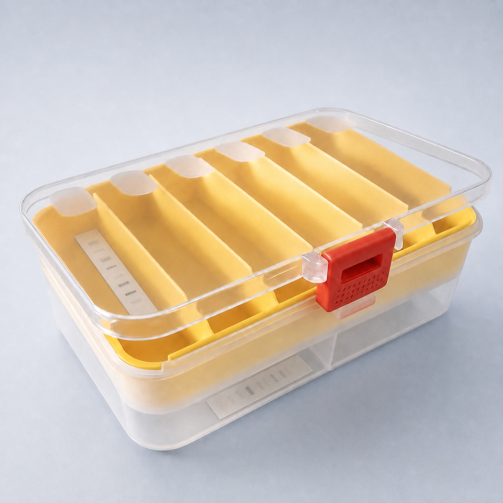 Double-layer WB incubation box holding membrane strips for organized antibody incubation