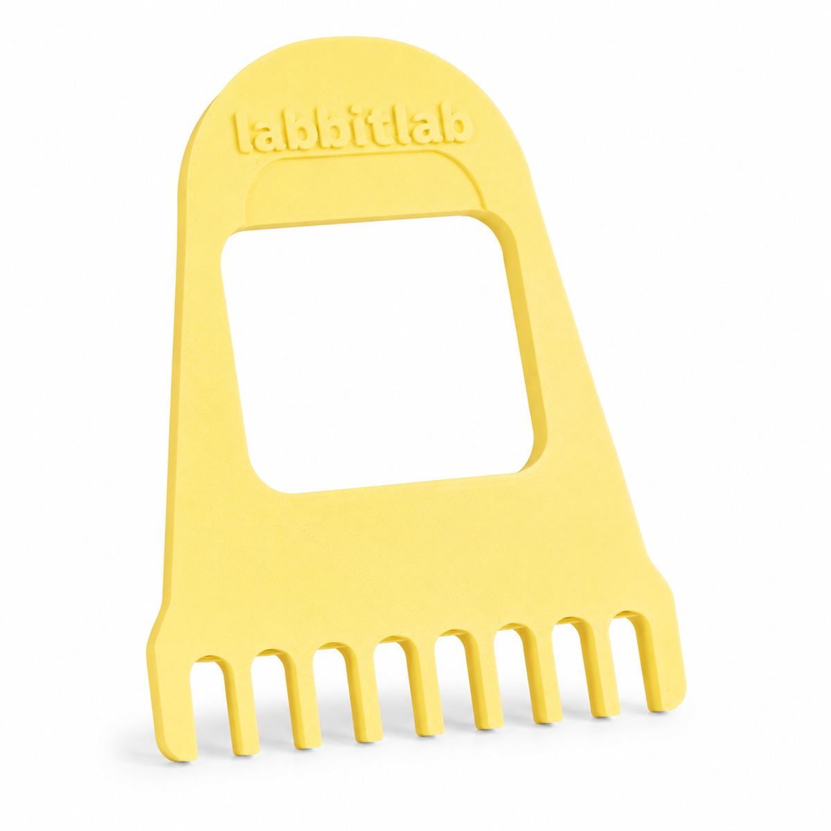 Yellow 8-cap PCR tube cap opener and pressing tool for opening and securing a PCR strip row